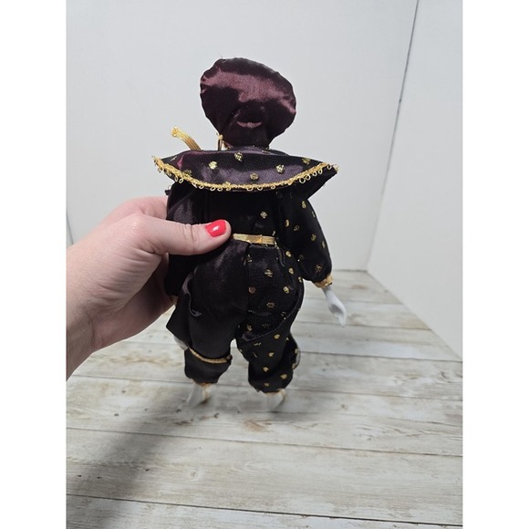 12.5" Brown Gold Jester Porcelain Figurine Gray Eye‎ Mask Painted - Picture 5 of 6